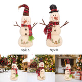 Maxbell Christmas White Snowman Doll Figurines Plush for Fireplace Atmosphere Decor 15cmx13cmx35cm