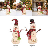 Maxbell Christmas White Snowman Doll Figurines Plush for Fireplace Atmosphere Decor 15cmx13cmx35cm