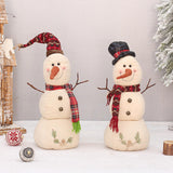 Maxbell Christmas White Snowman Doll Figurines Plush for Fireplace Atmosphere Decor 15cmx13cmx35cm