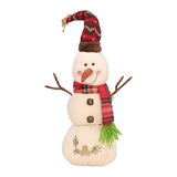 Maxbell Christmas White Snowman Doll Figurines Plush for Fireplace Atmosphere Decor 15cmx13cmx35cm