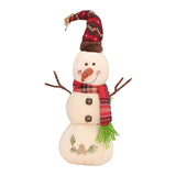 Maxbell Christmas White Snowman Doll Figurines Plush for Fireplace Atmosphere Decor 15cmx13cmx35cm