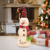 Maxbell Christmas White Snowman Doll Figurines Plush for Fireplace Atmosphere Decor 15cmx13cmx35cm