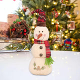 Maxbell Christmas White Snowman Doll Figurines Plush for Fireplace Atmosphere Decor 15cmx13cmx35cm