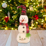 Maxbell Christmas White Snowman Doll Figurines Plush for Fireplace Atmosphere Decor 15cmx13cmx35cm