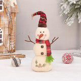 Maxbell Christmas White Snowman Doll Figurines Plush for Fireplace Atmosphere Decor 15cmx13cmx35cm