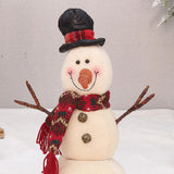 Maxbell Christmas White Snowman Doll Figurines Plush for Fireplace Atmosphere Decor 15cmx13cmx36cm