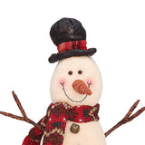 Maxbell Christmas White Snowman Doll Figurines Plush for Fireplace Atmosphere Decor 15cmx13cmx36cm