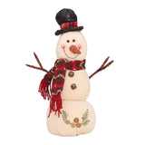 Maxbell Christmas White Snowman Doll Figurines Plush for Fireplace Atmosphere Decor 15cmx13cmx36cm