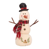 Maxbell Christmas White Snowman Doll Figurines Plush for Fireplace Atmosphere Decor 15cmx13cmx36cm