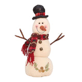 Maxbell Christmas White Snowman Doll Figurines Plush for Fireplace Atmosphere Decor 15cmx13cmx36cm