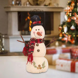 Maxbell Christmas White Snowman Doll Figurines Plush for Fireplace Atmosphere Decor 15cmx13cmx36cm