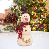 Maxbell Christmas White Snowman Doll Figurines Plush for Fireplace Atmosphere Decor 15cmx13cmx36cm