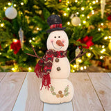 Maxbell Christmas White Snowman Doll Figurines Plush for Fireplace Atmosphere Decor 15cmx13cmx36cm