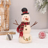 Maxbell Christmas White Snowman Doll Figurines Plush for Fireplace Atmosphere Decor 15cmx13cmx36cm