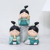 Maxbell Traditional Chinese Girls Statue Sculpture Bedroom Bookshelf Resin Figurines Cat 5x4x7.5cm