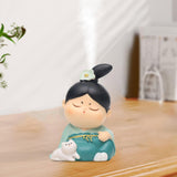 Maxbell Traditional Chinese Girls Statue Sculpture Bedroom Bookshelf Resin Figurines Cat 5x4x7.5cm
