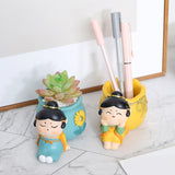 Maxbell Multipurpose Makeup Brush Pen Holder Storage Container Cute for dresser Yellow