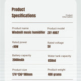 Maxbell Maxbell Portable Air Humidifier 650ml Silent Windmill Castle USB for Office Bedroom White