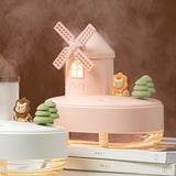 Maxbell Maxbell Portable Air Humidifier 650ml Silent Windmill Castle USB for Office Bedroom Pink