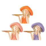 Maxbell Creative Girl Statue Storage Tray Collectable Resin Craft for Bedroom Decor Orange