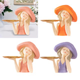 Maxbell Creative Girl Statue Storage Tray Collectable Resin Craft for Bedroom Decor Orange