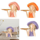 Maxbell Creative Girl Statue Storage Tray Collectable Resin Craft for Bedroom Decor Orange