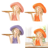 Maxbell Creative Girl Statue Storage Tray Collectable Resin Craft for Bedroom Decor Orange
