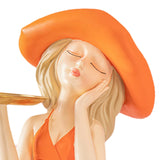 Maxbell Creative Girl Statue Storage Tray Collectable Resin Craft for Bedroom Decor Orange