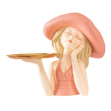 Maxbell Creative Girl Statue Storage Tray Collectable Resin Craft for Bedroom Decor Pink
