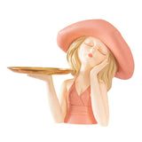Maxbell Creative Girl Statue Storage Tray Collectable Resin Craft for Bedroom Decor Pink