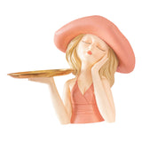 Maxbell Creative Girl Statue Storage Tray Collectable Resin Craft for Bedroom Decor Pink