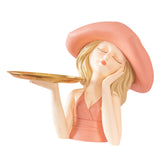 Maxbell Creative Girl Statue Storage Tray Collectable Resin Craft for Bedroom Decor Pink