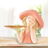 Maxbell Creative Girl Statue Storage Tray Collectable Resin Craft for Bedroom Decor Pink
