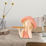 Maxbell Creative Girl Statue Storage Tray Collectable Resin Craft for Bedroom Decor Pink