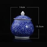 Maxbell Ceramic Ginger Jar Flower Vase Blue and White with Lid Ornament Cafe Style A