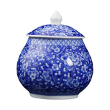 Maxbell Ceramic Ginger Jar Flower Vase Blue and White with Lid Ornament Cafe Style A