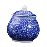 Maxbell Ceramic Ginger Jar Flower Vase Blue and White with Lid Ornament Cafe Style A