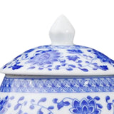 Maxbell Ceramic Ginger Jar Flower Vase Blue and White with Lid Ornament Cafe Style B