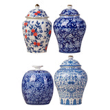 Maxbell Antique Ceramic Ginger Jar Floral Arrangement with Lid Temple Jar Handmade Style A