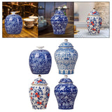 Maxbell Antique Ceramic Ginger Jar Floral Arrangement with Lid Temple Jar Handmade Style A