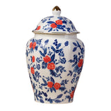 Maxbell Antique Ceramic Ginger Jar Floral Arrangement with Lid Temple Jar Handmade Style A