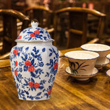 Maxbell Antique Ceramic Ginger Jar Floral Arrangement with Lid Temple Jar Handmade Style A