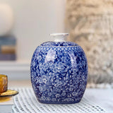 Maxbell Antique Ceramic Ginger Jar Floral Arrangement with Lid Temple Jar Handmade Style C