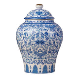 Maxbell Antique Ceramic Ginger Jar Floral Arrangement with Lid Temple Jar Handmade Style D