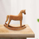 Maxbell Rocking Horse Ornament Statue Art Carving Collectible for Indoor Children