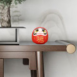 Maxbell Maxbell Daruma Doll Statue Craft Decorative for Table Bookshelf Decor Red