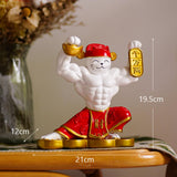 Maxbell Creative Strong Arm Lucky Cat Statue Home Decoration for Living Room Desk