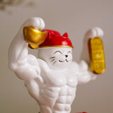 Maxbell Creative Strong Arm Lucky Cat Statue Home Decoration for Living Room Desk