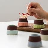 Maxbell Maxbell Ceramic Retro Match Holder for Fireplace with Storage Pot Jar Gifts Grey