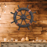 Maxbell Maxbell Nautical Ship Steering Wheel Door Hanging Ornament Boat Steering Beach Theme A